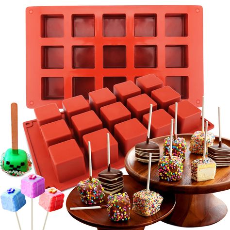 PRICES MAY VARY. Homemade Square Cake Pops - Cake pops can only be made in round? Of course not! Here, we have square silicone mold, which is very suitable for making square cake pops. You can make square cake pops with your favorite homemade cake recipe or add in your favorite flavors, colors and mix-in. They are great goodie bags at weddings, game themed parties, birthday parties, baby showers. Easy to make and fun to decorate! Easy to Use - The silicone molds are very easy to use. Just pour m Cake Pops Maker, Chocolate Cubes, Lollipop Molds, Oreos Cookies, Sweet Business, Chocolate Cube, Pops Cake, Cake Pop Maker, Cake Pop Molds