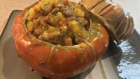 Stuffed Turban Squash Recipe, Turban Squash Recipe, Turban Squash, Baked Squash, Hot Bread, Squash Recipe, Winter Squash, Squash Recipes, Sunday Dinner