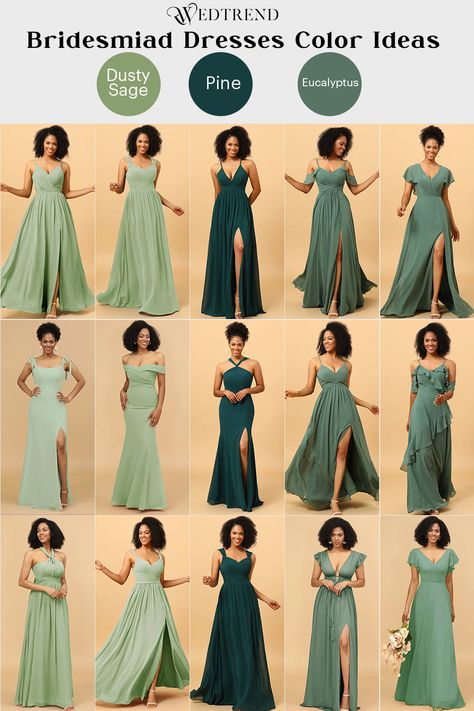 Sage Green Dress Maid Of Honor, Wedding Green Dress Maids, Olive Green Maid Of Honor Dress, Green Wedding Dress For Bridesmaid, Green Weddings Aesthetic, Dark Sage Dress, Maid Of Honor Dress Styles, Braidmaids Dress Styles 2023, Brides Maids Dress Styles 2023