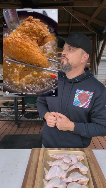 Maciej Zurawski on Instagram: "My new favorite fried chicken recipe. Thanks for sharing Dave @onestopchop_ For the wet, I used 2 eggs, yellow mustard, hot sauce and my AP rub. Let the wings sit in the mixture for an hour or so. For the dry, I used 3 cups flour, 1 cup corn starch, sazon, @kimmyskreations.1 all purpose seasoning and my AP rub. Dredge the chicken in the flour, making sure it’s packed on tight and let them sit on a wire rack for 10-20 minutes. I fried these in peanut oil at 350 degrees. 10 minutes and they are ready to go. Top with more hot sauce and these were some of the best fried chicken wings I ever had. So good! #grillinwithdad #chickenwings #tasty #easyrecipes #foodie #delicious" Best Fried Chicken Wings, Crystal Hot Sauce, Sazon Seasoning, Chicken Wing Recipes Fried, The Best Fried Chicken, Best Fried Chicken, Mustard Recipe, Fried Chicken Recipe, All Purpose Seasoning