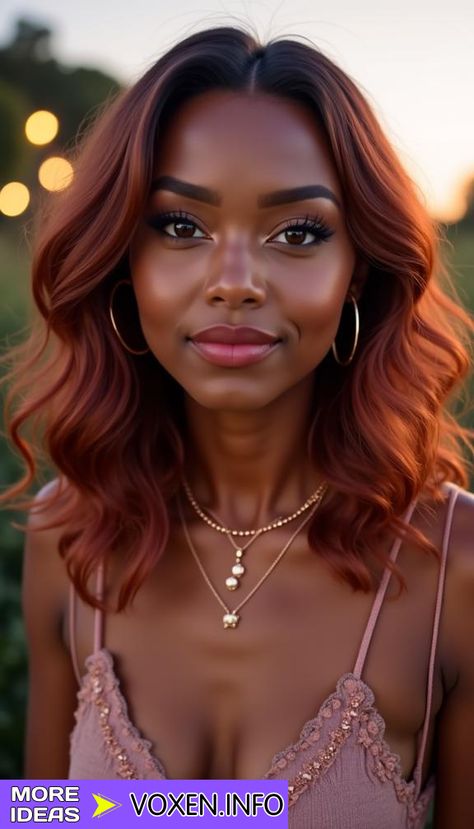 23 Warm Cinnamon Hair Color Ideas for Black Women: From Pixie Cuts to Box Braids Red Brown Hair Black Women, Copper Hair Dark Skin, Dark Cinnamon Hair Color, Ginger Hair Color On Black Women, Cinnamon Hair Color On Black Women, Burgundy Hair Black Women, Color On Black Women, Hair Color On Black Women, Cinnamon Hair Color