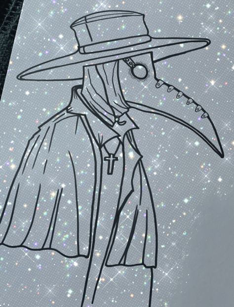 Plague Doctor Coloring Page, Plague Doctor Doodle, Pleg Doctor Drawing, Plague Doctor Tattoo Simple, Plauge Doctor Drawings, Plague Doctor Sketch, Plague Doctor Illustration, Plague Doctor Drawing, Dr Plague