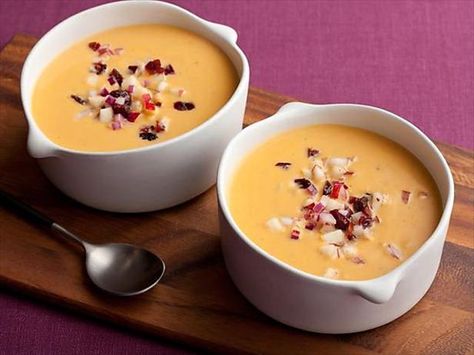 Pumpkin Soup with Chili Cran-Apple Relish Recipe : Rachael Ray : Food Network Apple Relish Recipe, Easy Thanksgiving Menu, Apple Pumpkin, Pumpkin Soup Recipe, Relish Recipes, Rachel Ray, Easy Thanksgiving, Thanksgiving Menu, Pumpkin Soup