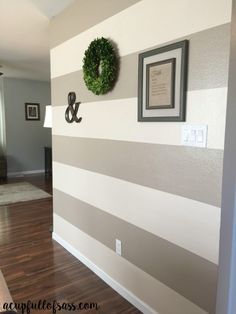 DIY: How to Paint Wall Stripes. This was so easy and made a huge difference in this room. You won't believe the before and after pictures. Painting Stripes On Walls, Wall Stripes, Striped Walls, Paint Wall, Wall Paint Designs, Remodel Bedroom, Room Paint, My New Room, Decor Rustic