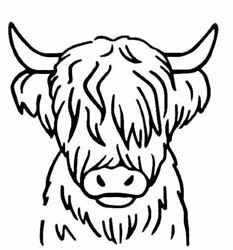 Highland Cow Tattoo Simple, Cow Drawing Easy, Highland Cow Tattoo, Cow Sketch, Word Tattoo Ideas, Highland Cow Painting, Cow Coloring Pages, Cow Tattoo, Wrist Tattoo Designs