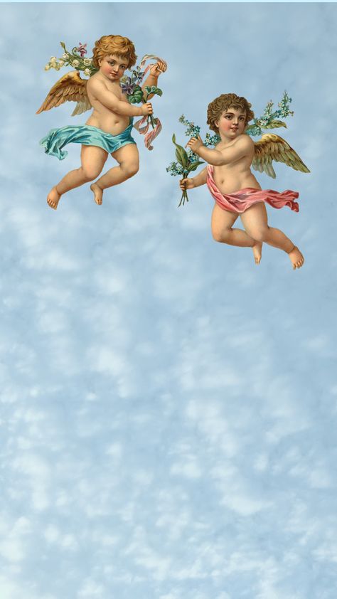 Cherub wallpaper!! Cherub Wallpaper, Cherub Painting, Cherub Angel, Cherub Angel Wallpaper, Cherub Iphone Wallpaper, Vintage Cherub, Cherubs Holding Banner, Pink Cherub Aesthetic, Cherub Biblical