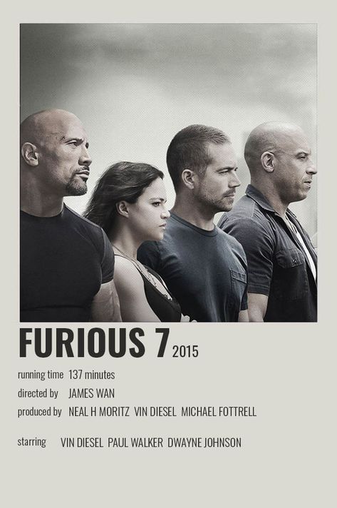 Movie Posters Fast And Furious, Furious 7 Movie, Movie Fast And Furious, Furious 7, Polaroid Posters, Furious Movie, Iconic Movie Posters, Movie Card, Film Posters Minimalist