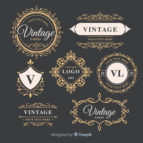 Vintage ornamental logos collection template | Premium Vector #Freepik #vector #logo #business #vintage #design Layout Portfolio, Logos Photography, Gold Vector, Logos Vintage, Vintage Logos, Logo Design Collection, Restaurant Logo, Vintage Logo Design, Logo Vintage