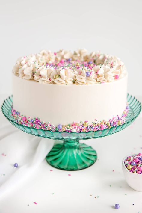 Reduce Classic White Cake, Best White Cake Recipe, 28th Birthday Cake, 28 Birthday, White Birthday Cakes, 60s Party, White Cake Recipe, Rainbow Birthday Cake, Wedding Cake Recipe