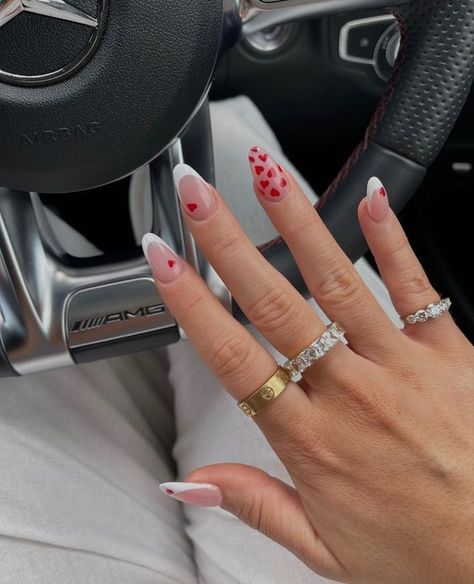 CUTE VALENTINES DAY NAIL IDEAS | HEART NAILS Trending Valentines Nails 2024, Short Valentines Acrylics, Oval Nails Valentines Day, Valentines Day Nails Aesthetic, Valentines Day Nails Oval, Oval Valentines Nails, Valentine’s Day Hairstyle, Subtle Valentines Nails, Picnic Tattoo