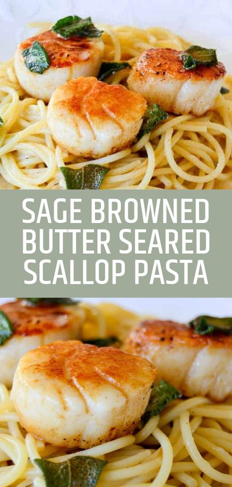 Scallop And Noodle Recipes, Brown Butter Sage Shrimp, Brown Butter Sage Scallops, Scallops With Pasta, Special Occasion Dinner Recipes, Scallops Recipes, Scallop Recipes Pasta, Scallop Recipe, Seafood Scallops