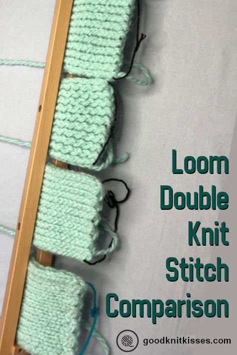 Compare six version of the stockinette stitch for double knit fabric on a loom. Learn when to slip, whether you should ewrap and see the results before you start. https://www.goodknitkisses.com/loom-double-knit-stockinette/ #goodknitkisses #loomknit #loomknitting #doubleknit #brioche #stockinette #loomstitches Loom Stitches, Loom Knitting Scarf, Loom Scarf, Loom Knitting Tutorial, Loom Knit Hat, Loom Knitting Stitches, Loom Crochet, Finger Crochet, Loom Projects