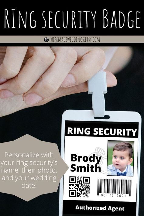 Ring Security Ring Bearer, Security Ring Bearer, Security Ring, Ring Bearer Proposal, Security Badge, Bride Top, Secret Mission, Ring Security, Badge Template