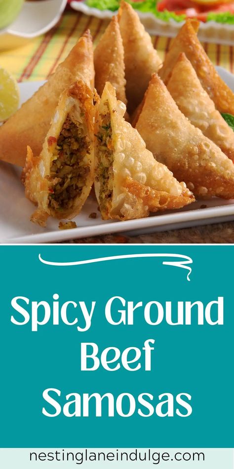 Get ready to fall in love with these Spicy Ground Beef Samosas, a super tasty South Asian appetizer that's perfect for any dinner with friends or family. These little pockets of joy are filled with an amazing ground beef and pea mixture, seasoned with a bunch of flavorful spices. Wrapped in easy-to-use wonton wrappers, they get super crispy when fried, making them simply irresistible! Whether you're throwing a party or just craving something different for dinner, these samosas will be a hit. Chinese Recipes With Ground Beef, Spicy Samosa Recipe, Wonton Samosa Recipe, Ground Beef Egg Rolls Recipes, Ground Beef Samosa, Meat Samosa Recipe, Ground Beef Samosa Recipe, Samosa Filling Recipe Ground Beef, Beef Samosa Recipe Indian