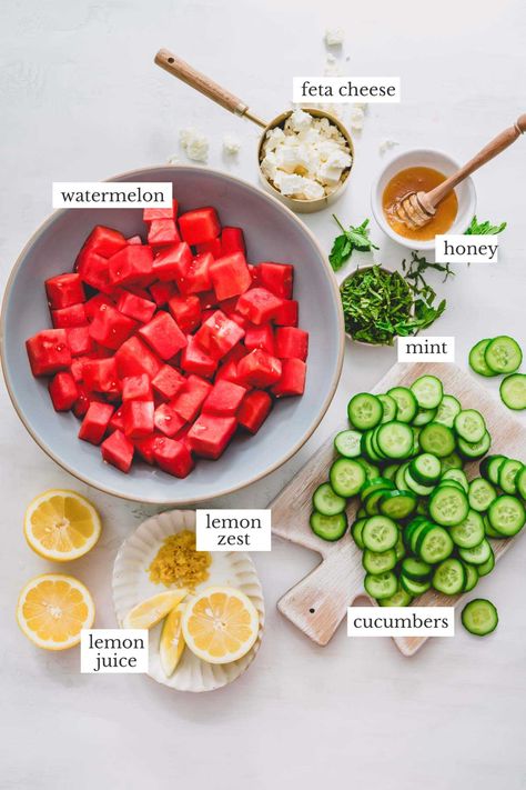 Watermelon Feta Salad ~Sweet & Savory Garden Salad Recipe, Watermelon Salad Recipes, Watermelon Feta Salad, Watermelon And Feta, Watermelon Salad, Watermelon Recipes, Feta Salad, Summer Salad Recipes, Healthy Dishes