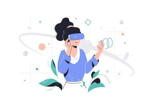 Woman in VR glasses by Kit8 on Dribbble Augmented Reality Games, Augmented Reality Art, Vr Glasses, Art Poster Design, Graphic Design Fun, Crafts Beautiful, Flat Style, Flat Illustration, Augmented Reality