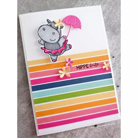 Su Hippest Hippos Cards, Stampin Up Hippest Hippos, Hippo And Friends Stampin Up Cards, Stampin Up Happy Hippos, Stampin Up Hippo & Friends Dies, Simple Birthday Cards, Fall Mini, Kids Birthday Cards, Card Challenges