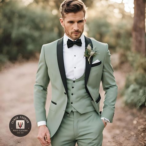 Suits Men 3 Piece, Suits Men Fashion, 3 Piece Suits For Men, Full Black Suit, Trending Suits, Men Fashion Black, Green Tux, Gentleman Suit, Groom And Groomsmen Suits