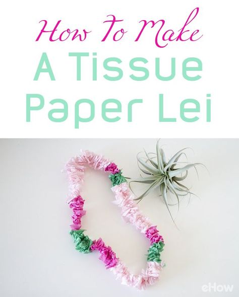 Get in the summer mood with these easy-to-make DIY paper lei necklaces! Whether you're planning a luau or just chilling by the pool or on the sand, this festive project is sure to bring you and those wearing it a smile to their faces. http://www.ehow.com/how_7188691_do-necklace-out-tissue-paper_.html?utm_source=pinterest.com&utm_medium=referral&utm_content=freestyle&utm_campaign=fanpage Luau Leis Diy, Tissue Paper Lei Diy, Make Your Own Hawaiian Lei, Hawaiian Necklace Flower Diy, Paper Flower Lei Diy, How To Make A Lei Diy, How To Make A Hawaiian Lei, Diy Leis For Kids, How To Make A Lei Flowers