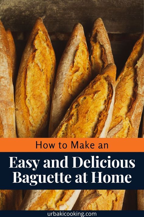 Learn how to make a baguette from scratch with this simple, step-by-step guide. Perfect for beginners, this recipe doesn't require any special equipment or advanced baking skills. You'll create a crusty, golden-brown baguette with a soft, airy interior—ideal for sandwiches or to accompany your favorite dishes. Find tips on achieving the perfect rise and baking techniques to ensure your homemade baguette turns out as good as those from a bakery. Start baking now! Homemade Baguette Easy, How To Make Baguette, Italian Baguette Recipe, Homemade Baguette, At Home Baking, French Cuisine Recipes, Airy Interior, Baking Techniques, Baguette Recipe