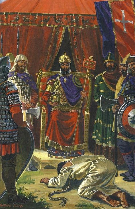 Surrender of Serbian Saint and Grand Prince Stefan Nemanja to Emperor Manuel I Komnenos after his defeat Serbian Paintings, Byzantine Aesthetic, Serbian Medieval, Serbian History, Byzantine Army, Byzantine Emperor, Europe History, The Byzantine Empire, Grand Prince