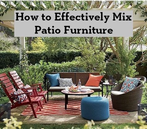 How to Effectively Mix Patio Furniture - Entertaining Design Turkish Tile, Wood Patio Furniture, Barrel Furniture, Outdoor Ottomans, Pool Furniture, Deck Furniture, Patio Spaces, Outdoor Pillow, Colorful Furniture