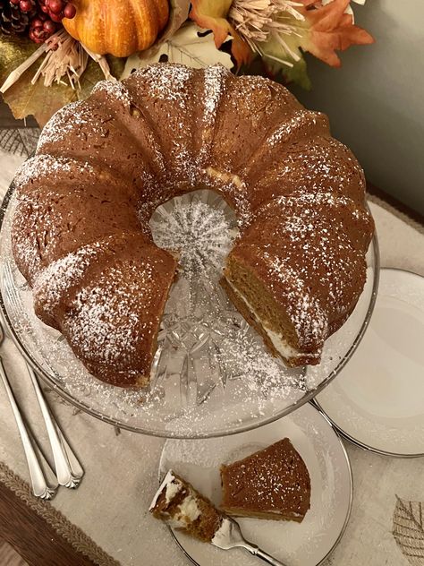 Jill Bauer, Cream Cheese Bundt Cake, Spice Cake Mix And Pumpkin, Cream Cheese Swirl, Fall Favorites Recipes, Thanksgiving 2022, Pumpkin Bundt Cake, Pumpkin Cream Cheese, Fall Planting