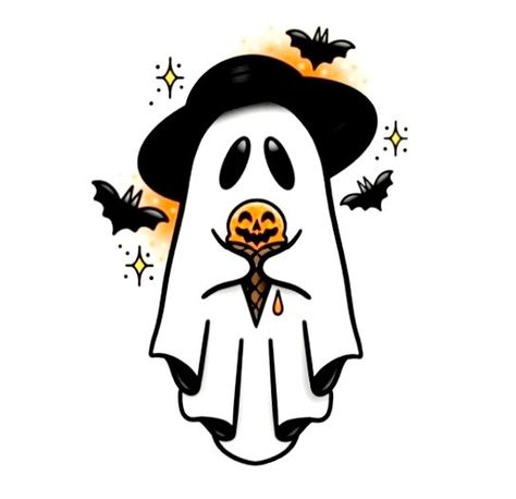 Cute Spooky Drawings, Cute Ghost Tattoo, Spooky Drawings, Ghost Tattoos, Beer Tattoos, Satanic Tattoos, Pumpkin Tattoo, Colourful Artwork, Ghost Drawing