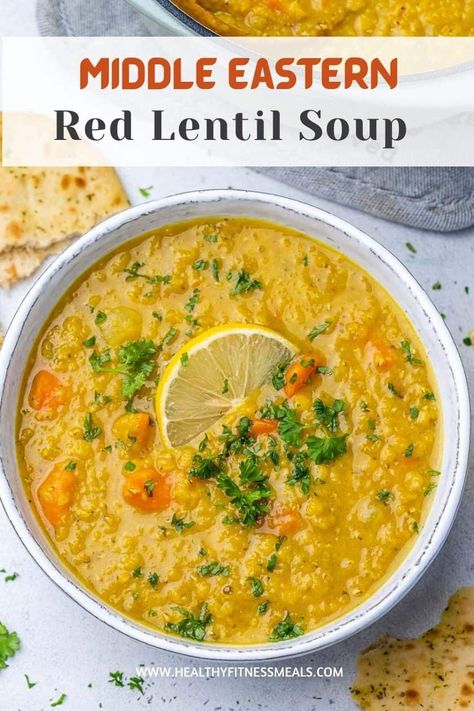 Filling Vegetarian Soups, Red Lentil Potato Soup, Medditeranean Lentil Soup, Lebanese Red Lentil Soup, Green Lentil Dal, Lebanese Crushed Lentil Soup, Middle Eastern Red Lentil Soup, Middle Eastern Lentil Recipes, African Lentil Soup