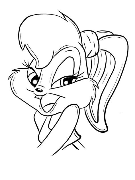 Lola Bunny Tattoo Stencil, Jessica Rabbit Coloring Pages, Loony Toons Drawing, Lola Bunny Drawing, Lola Bunny Tattoo, Lola Tattoo, Gas Mask Drawing, Cartoon Tattoo Ideas, Bugs And Lola