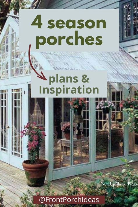 This post will give you everything you need to consider to enclose your porch. Enjoy your porch all year long. If you are looking for tips on how to create a four seasons porch, then this post is for you. Turning Back Porch Into Sunroom, Front Conservatory Porches, Sun Porch Ideas Sunroom Addition 4 Season Room, Four Season Porch Ideas, Inclosed Porch Ideas, Four Seasons Porch, 4 Season Sunroom Ideas Room Additions, 4 Season Porch Ideas, Three Season Porch Ideas