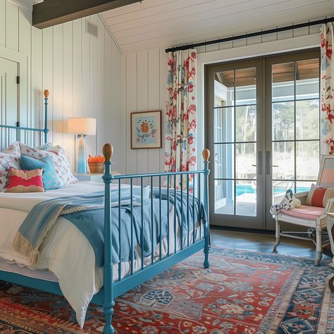 Southern Living-Inspired Cottagecore Bedroom Southern Cottage Bedroom, Cottagecore Bedroom, Cottagecore Living, Vintage Style Rugs, Coastal Contemporary, Wooden Wall Panels, Wallpaper Walls Decor, Contemporary Cottage, Living Room Windows