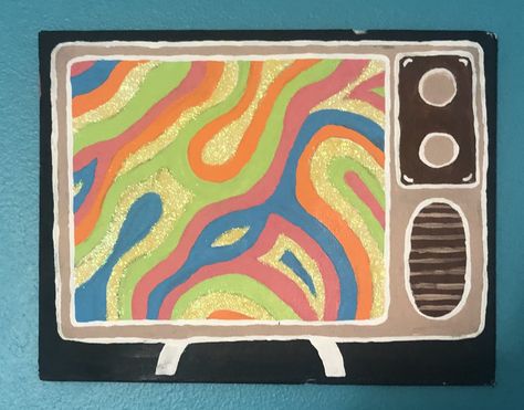 Rainbow Acrylic Painting, Maine Painting, Retro Tv, Acrylic Art, Maine, Acrylic Painting, Sparkle, Paintings, Rainbow