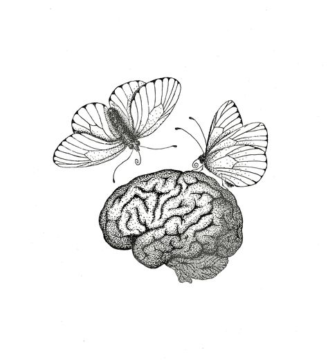 Brain And Butterfly Tattoo, Brain With Butterflies, Psychology Symbol Logo, Brain Butterfly, Chiari Tattoo, Neuro Tattoo, Psychiatry Logo, Psych Tattoo, Ruth Tattoo