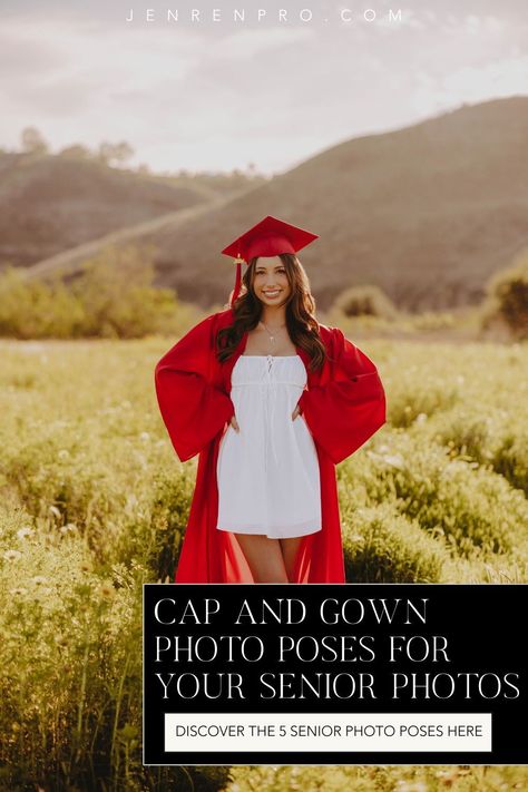 Preparing for your senior photoshoot? Be sure to get those cap and gown senior pictures! My senior photo outfit tips and senior photo pose ideas will ensure your grad cap photos look fantastic. Check out the blog post now! Gown Photo Poses, Cap And Gown Outfit Ideas, Indoor Senior Pictures, Spring Senior Pictures Outfits, Cap And Gown Senior Pictures, Senior Pictures Ideas, Cap And Gown Photos, Cap And Gown Pictures, Graduation Cap And Gown