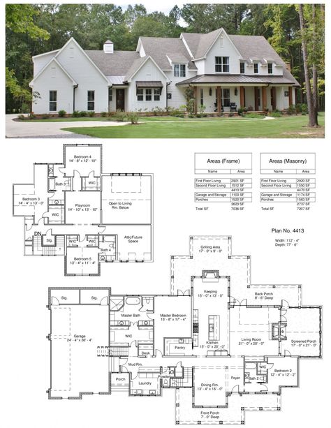 Large Home Layout Floor Plans, Large Family Farmhouse Floor Plans, Six Bedroom Floor Plans, Interesting House Floor Plans, Large Country House Plans, Floor Plans Large House, Floor Plan With Art Studio, Big Family Farmhouse, House Plans With Laundry Off Master