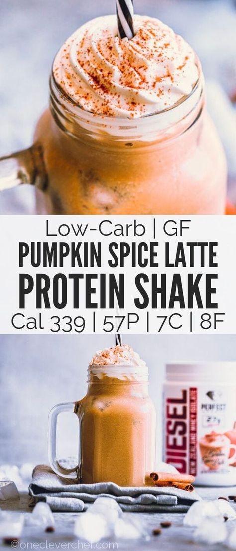 Pumpkin Spice Protein Shake, Protein Latte, Pumpkin Protein Shake, Breakfast Shakes Protein, Pumpkin Pie Protein, Pumpkin Pie Smoothie, Pumpkin Smoothie, Protein Coffee, Protein Shake Recipes