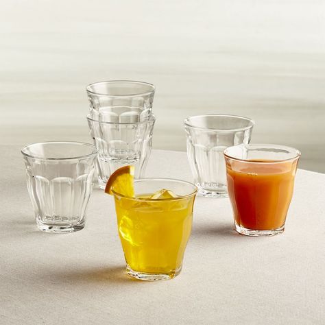 Duralex ® Picardie 8.75 oz. Glasses Set of 6 - Crate and Barrel Duralex Picardie, Modern Drinking Glasses, Outdoor Drinkware, Clear Tumblers, Drinkware Sets, Acrylic Tumblers, Wedding Registry, Home Essentials, Drinking Glasses