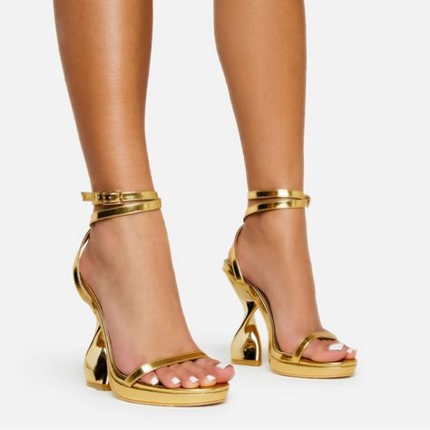 - Brand New - Never Worn - Slight Platform Heel Chunky Shoes, Metallic Sandals, Gold Heels, Summer Party Dress, Platform Heel, Toe Designs, Platform Heels, Platform Sandals, Pumps Heels