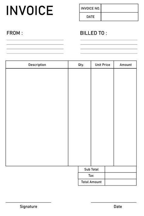 Free Printable Blank Invoice Template PDF Quotation Template Free, Small Business Invoice Templates, Invoice Design Creative, Flyers For Business, Fake Utility Bill Template, Microsoft Word Invoice Template, Small Business Printables, Invoice Layout, Free Receipt Template