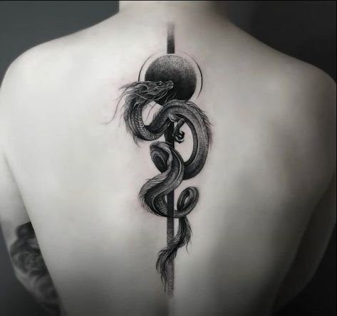 Amazing Dragon Tattoo, Dragon Spine Tattoo Men, Dragon Tattoo Unique, Sun Dragon Tattoo, 2 Dragons Tattoo, Dragon And Rose Tattoo, Two Dragons Tattoo, Dragon Cover Up Tattoo, Black Back Tattoo