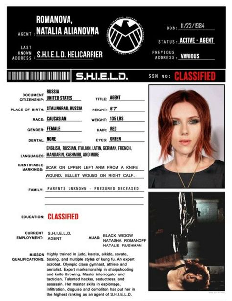 Natasha Romanoff aka Black Widow Natasha Romanoff Shield File, Shield Agent File, Natalia Alianovna Romanova, Shield Files, Наташа Romanoff, Agents Of S.h.i.e.l.d., Natalia Romanova, Karakter Marvel, Black Widow Natasha