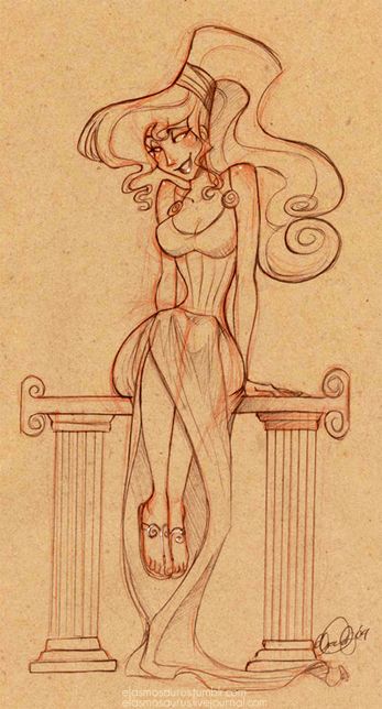 Megara Drawing, Megara Hercules, Hercules Disney, Disney Paintings, Disney Hercules, Disney Art Drawings, Princess Drawings, Disney Concept Art, Disney Sketches