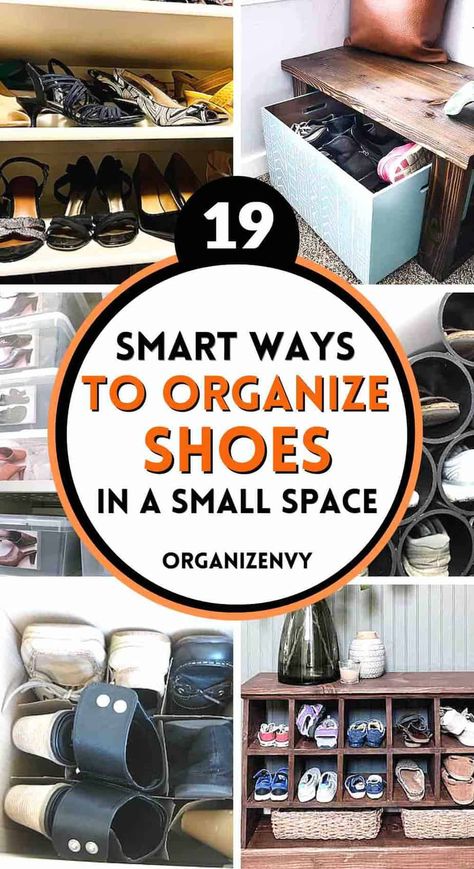 20 Spectacular Ways to Organize Shoes in Small Spaces Shoe Storage Small Closet, Ways To Organize Shoes, Shoe Storage Small, Organize Shoes, Shoe Storage Cupboard, Entryway Small, Closets Bedrooms, Shoe Storage Small Space, Diy Shoe Storage