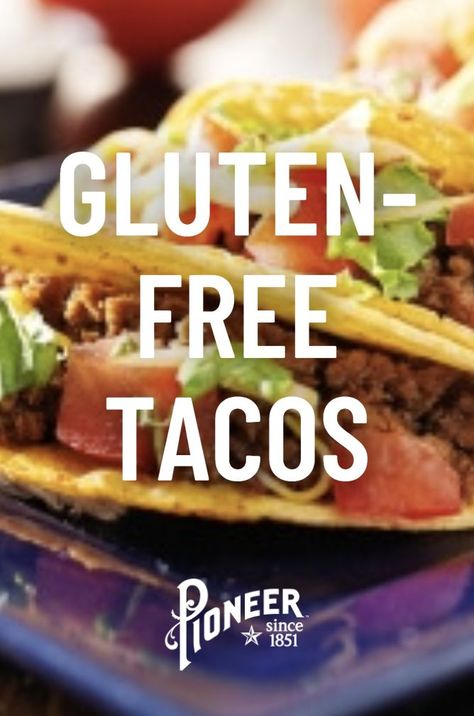 Let's taco 'bout how delicious these look! This Pioneer Taco Recipe is super tasty, easy-to-make, and the best part... they're gluten-free! Gf Tacos, Gluten Free Tacos Recipes, Gluten Free Taco Shells, Tacos Gluten Free, Dairy Free Tacos, Gluten Free Taco, Gluten Free Taco Seasoning, Corn Tacos, Taco Meal