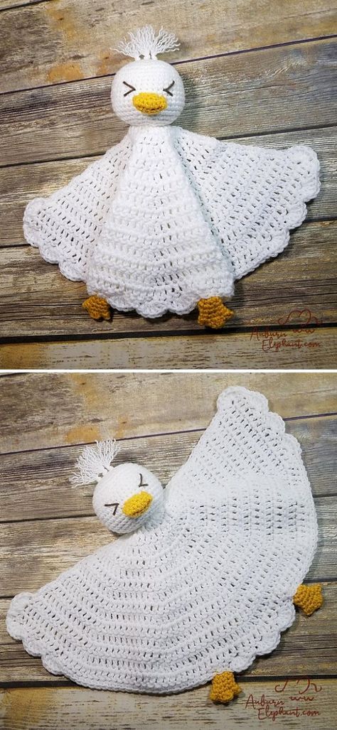 Cute Crochet Lovey for Baby with Free Patterns - Pattern Center Duck Lovey, Quick Crochet Gifts, Baby Lovies, Lovey Pattern, Crochet Lovey, Crochet Decrease, Snuggle Blanket, Crochet Gratis, Lovey Blanket