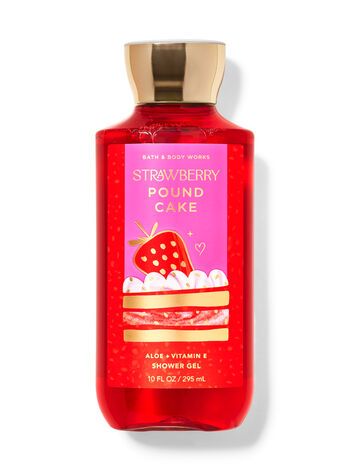 Strawberry Pound Cake Shower Gel | Bath & Body Works Pond Cake, Hair Gummies, Strawberry Pound Cake, Bath And Shower Products, Bath N Body Works, Pound Cake With Strawberries, Bath And Bodyworks, Moisturizing Body Wash, Gentle Cleanser