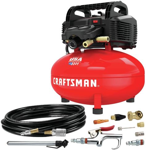 CRAFTSMAN CMEC6150K Pancake Air Compressor & Accessory Kit Quiet Air Compressor, Portable Air Compressor, Tire Inflator, Air Hose, Combo Kit, Main Game, Air Tools, Air Compressor, Ac Dc