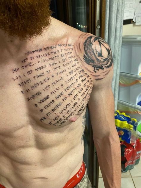 Mens Pec Tattoos, Men Peck Tattoos, Pec Tattoo Men, Pec Tattoo, Men Quotes, Tattoo Inspo, Tattoos For Guys, Vikings, Tattoo Quotes