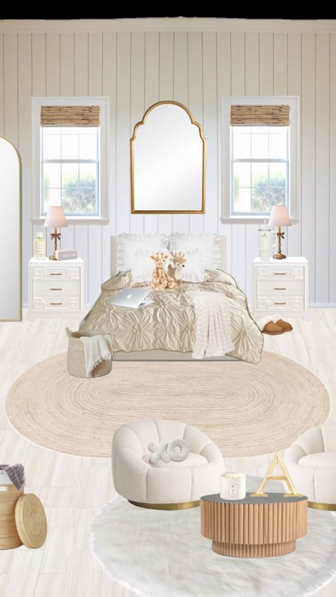 a vanilla girl room for ARIANA! @Girls_club_ #vanilla #vanillagirlasthetic #cleangirl #cleangirlaesthestic Vanilla Girl Bedroom, Vanilla Girl Room, Sleepover Room, Green Bedroom Walls, Modern Glam Living Room, Fancy Bedroom, Classy Rooms, Girl Room Inspiration, Glam Living Room